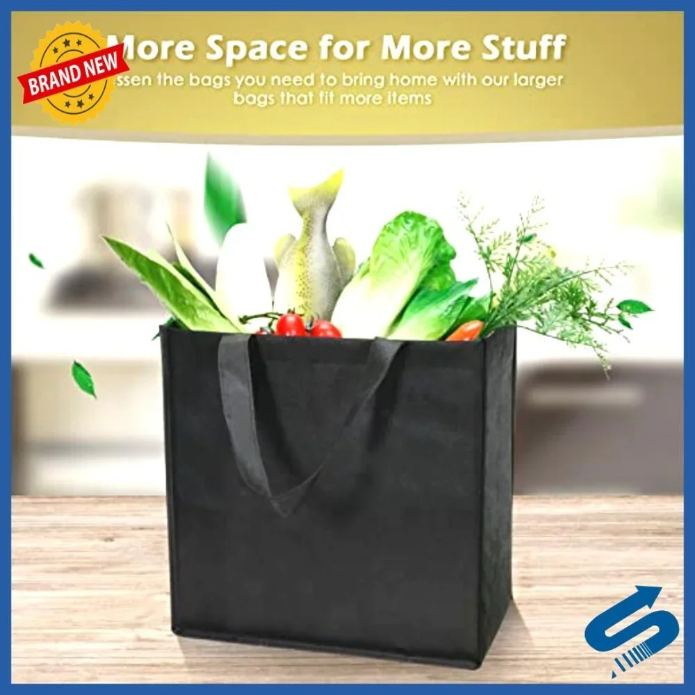 Reusable Non Woven Tote Bags Set of 100 Foldable Grocery Shopping Storage